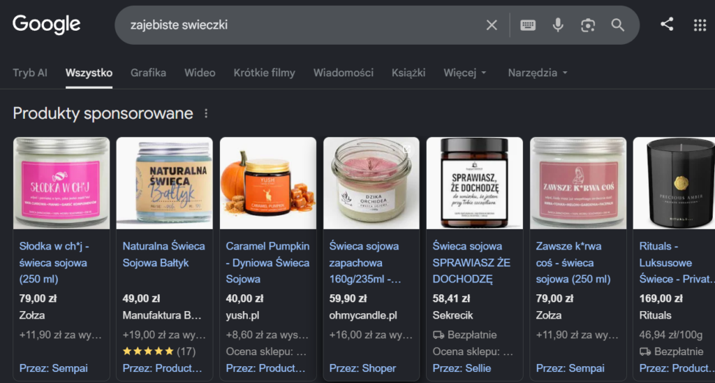 Sklep z świeczkami